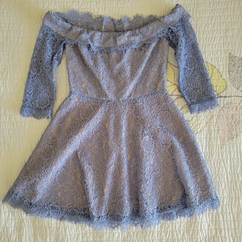 Lovers  & Friends - Soft Blue Lace Mini Dress Size Small